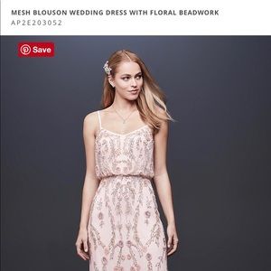 Mesh Blouson Dress with Floral Beadwork